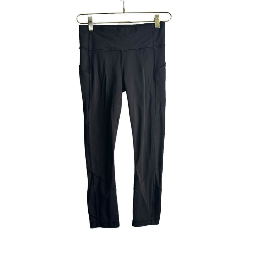Lululemon Pace‎ Rival Crop Leggings Women's 4 Black Stretch Breathable Gym